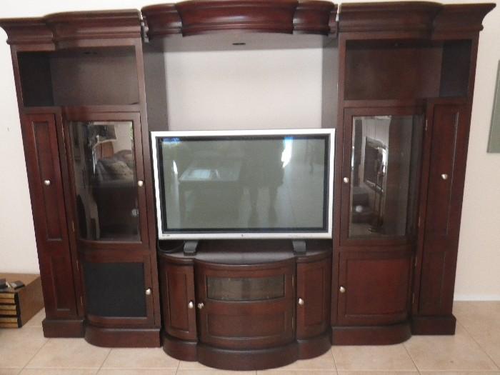 Entertainment center and flat screen tv