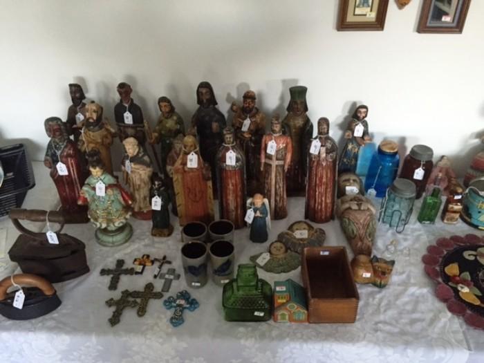 Wooden Santos Collection, Jars, Misc. Primitives