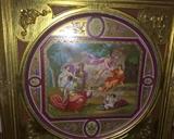 19" Royal Vienna Hand painted wall plaque in gold frame.