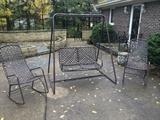 The perfect place to relax on a fall day - Brown Jordan swing and rocking chairs
