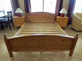 Queen Size IKEA Bed with Pillowtop Mattress and Mattress Topper