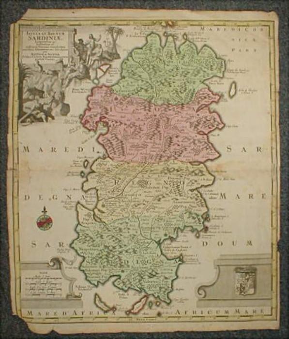 18th century map of Sardinia