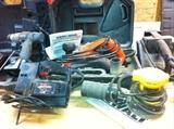 Belt sander, palm sander, drills, saws.