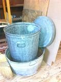 Washtub, garbage can.