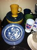Assorted glassware, dinnerware, mugs and such.