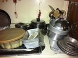 Cake pans, pots and pans.