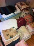 Lots of bed and bath linens.