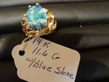 14K Gold Ring w/blue stone