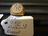 14K Man's Diamond Nugget Ring