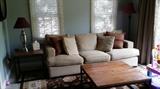 Arhaus Pearson End Table & Coffee Table and Arhaus down wrapped sofa