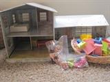 VINTAGE METAL DOLL HOUSE WITH FURNITURE