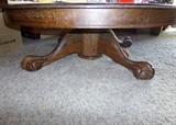 antique  ball and claw round oak table cut down for coffee table