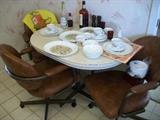 KITCHEN TABLE & 4 CASTOR CHAIRS