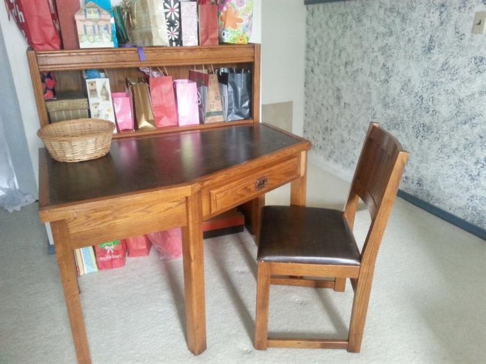 ANTIQUE CORNER DESK AND CHAIR - $95