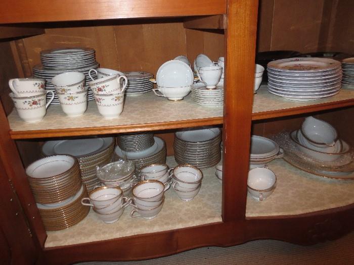 China sets with serving pieces.
