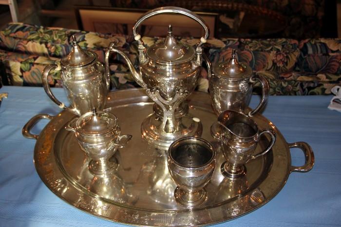 Sterling Tea Service Presentation Piece to Pif Jr. Winner Latonia Cup 1920 Weight 265 Troy Ounces