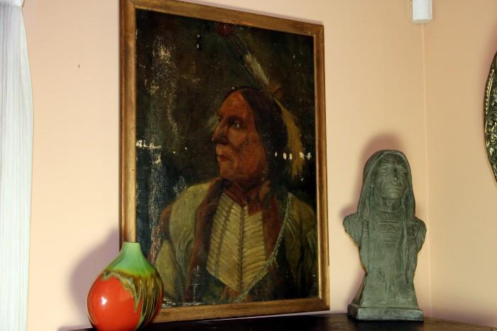 Native American Painting & Bust