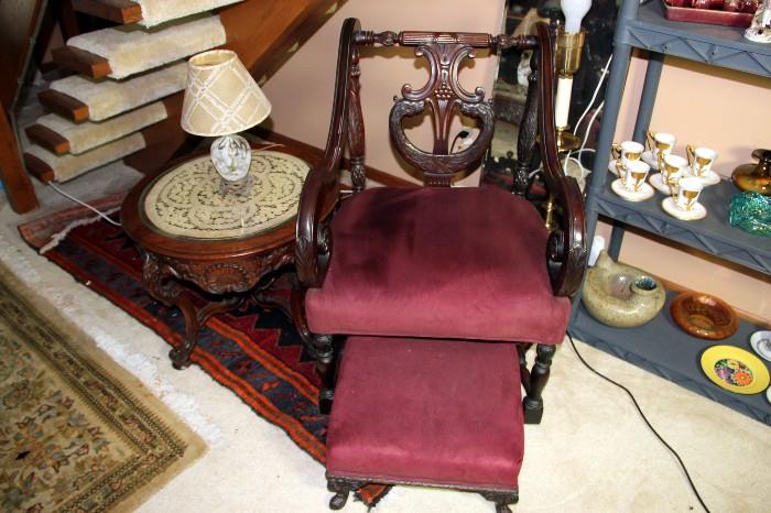 Griffen Splat Chair with ottoman