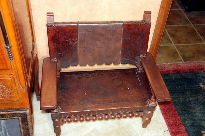 Leather Child's Bench