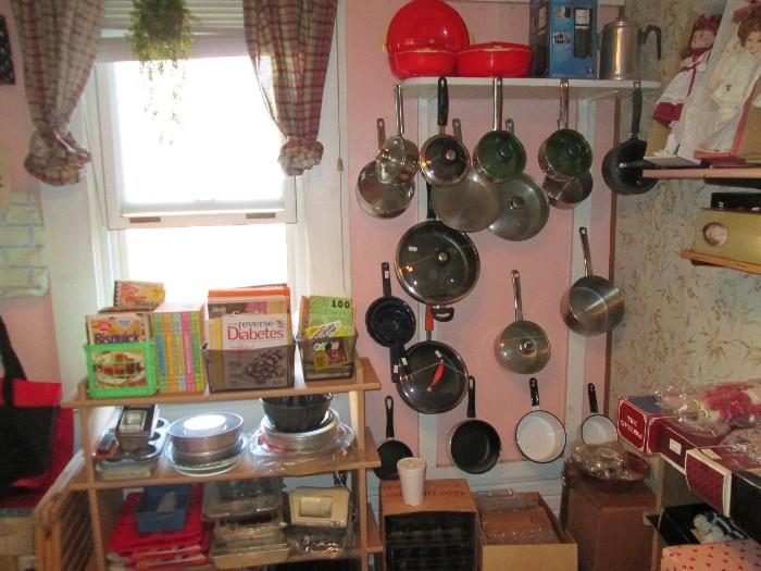 Pots & pans, bake ware, candy molds & cook booklets.
