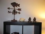 Fish Weathervane, shells and nautical accessories