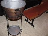 Copper ice bucket on stand. Includes lid