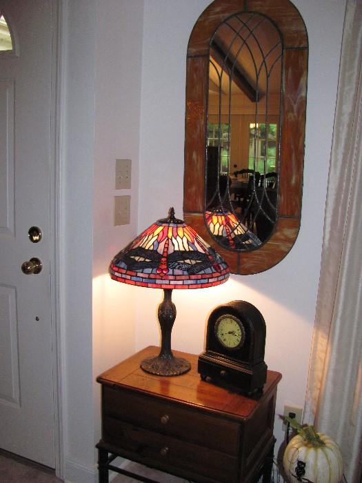 Stained glass lamp and mirror