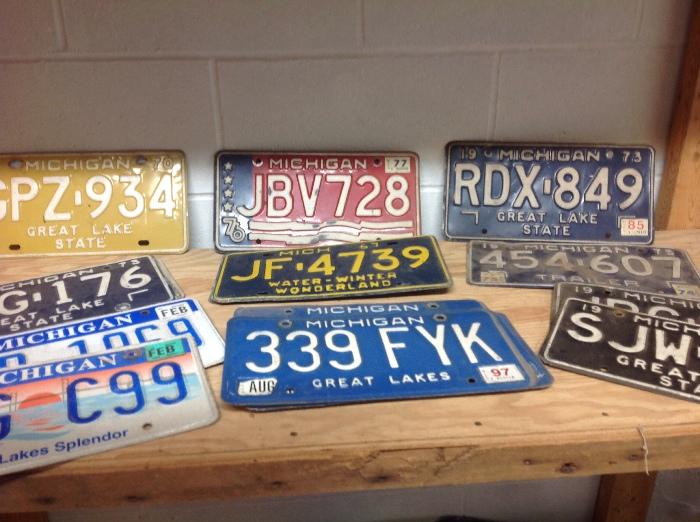 Old license plates, many different years