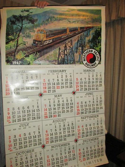 Northern Pacific Railway 1967 Calendar (there are three of these)
