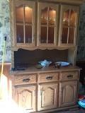 Amish Oak China Hutch - lights
