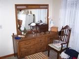 FRUITWOOD DRESSER, ARMCHAIR & MISC.