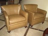 CENTURY TAN LEATHER ARM CHAIRS (4 AVAILABLE)