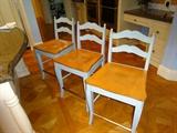 3 WOOD BAR STOOLS