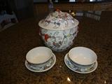 ASIAN TUREEN WITH MATCHING BOWLS & PLATES