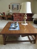 Table lamps, Abalone shells, square wood coffee table