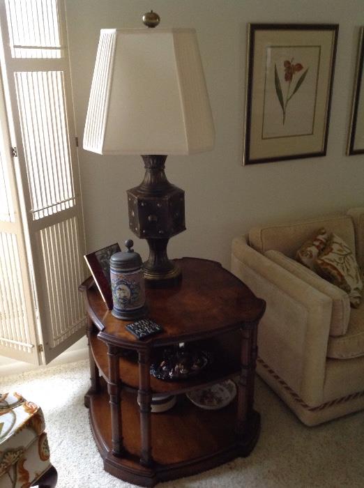double shelf end table and lamp