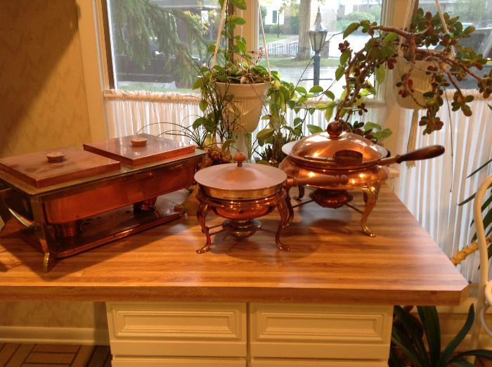 stunning copper double server and chaffing dishes