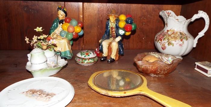 ASSORTED ITEMS AND ANTIQUE CHINESE AND JAPANESE IMPORT PORCELAIN INCLUDING BAKELITE MIRROR