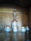 Vintage Wine Decanter & Glasses (gold trimmed)