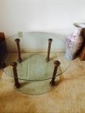 Italian Coffee table in Gilt wood and Glass