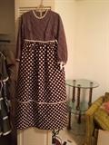 1970's brown and white formal with quilted skirt