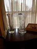 two beautiful hand cut and polished crystal vases