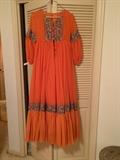 orange peasant dress formal retro