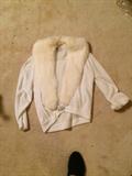 white sweater with white rabbit trim