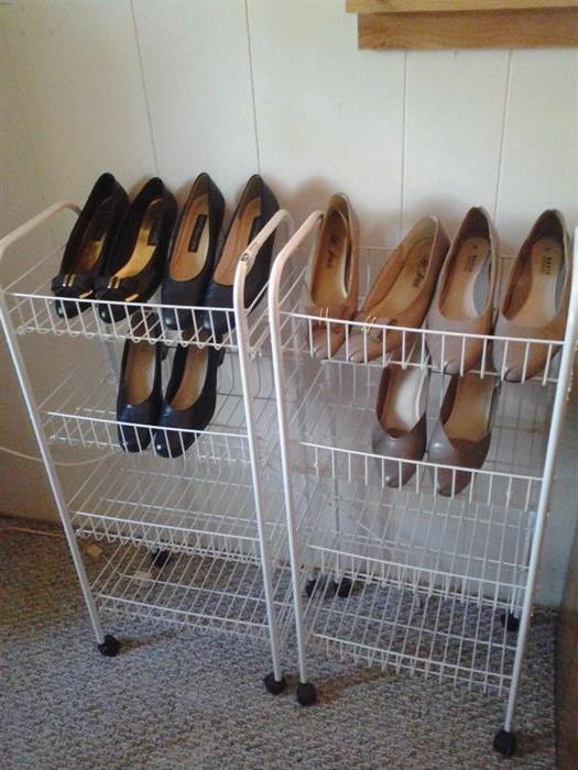 Ladies shoes and rolling wire carts