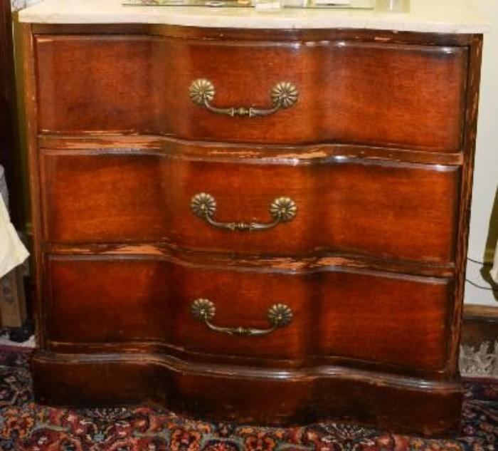 Stone top 3 drawer French Provencial style chest