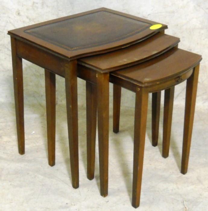 Leather top nesting set of tables