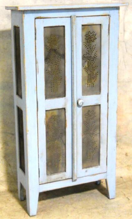 Punched tin pie cupboard