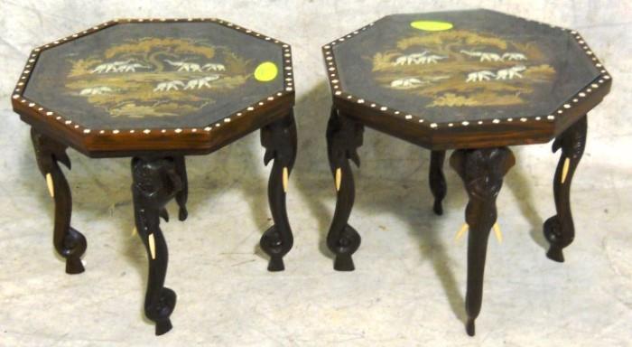 Fine Asian inlaid & carved tables