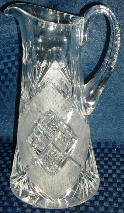 Cut glass tall pitcher